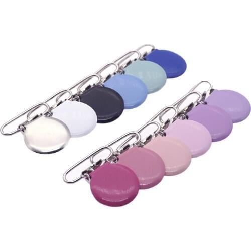 1'' 25mm 21 Colors Metal Pacifier Garment Enamel Round Shape Suspender Clips Sutoyuen Dummy Soother Toy Pacifier Clips 1000pc