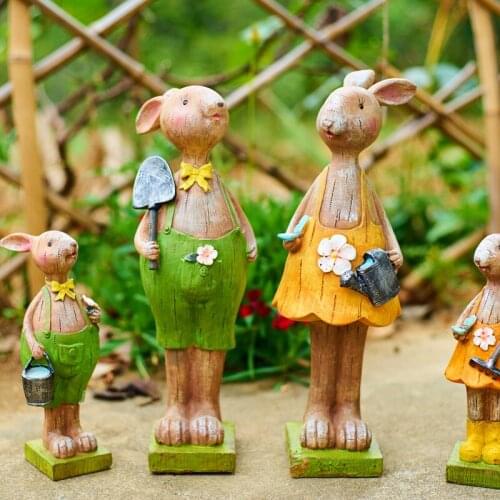 Creative cute cartoon resin Mini rabbit Figurine miniature animal figurine fairy garden decoration micro landscape home decor