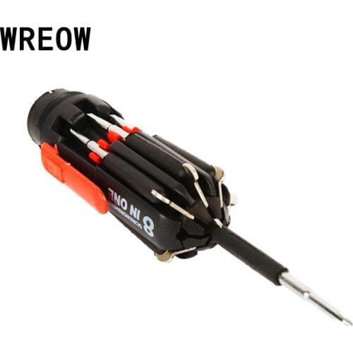 8 in 1 Multi Portable Screwdriver With LED Torch Screw Driver Repair Light Up Multi-functional Integrated Pocket Flashlight Set