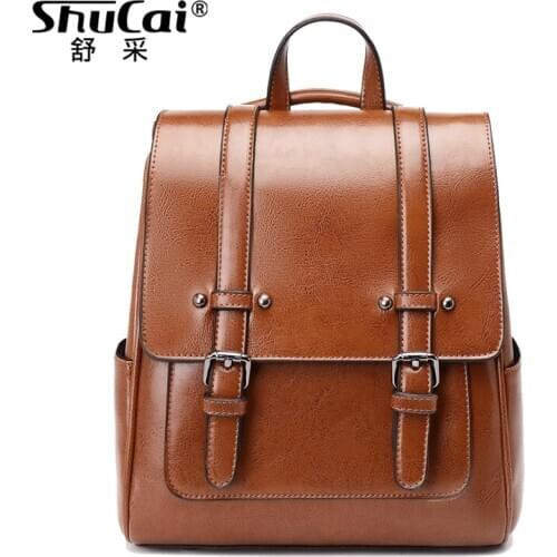 Fashion women retro backpack purse leather high quality crossbody shoulder bag female school bag for Teenagers girls travel bag