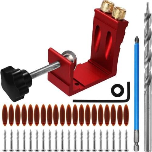 Woodworking Oblique Hole Manual Locking Fixture Locator Jig Kit 15 Degree Angle Drill Guide Set Hole Puncher Adjustable DIY Tool