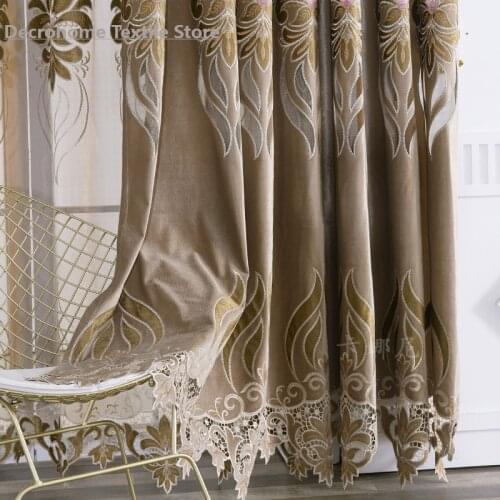 2021 New European Classical Embroidered Curtain Twill Blackout Curtain Customization Curtains for Living Dining Room Bedroom