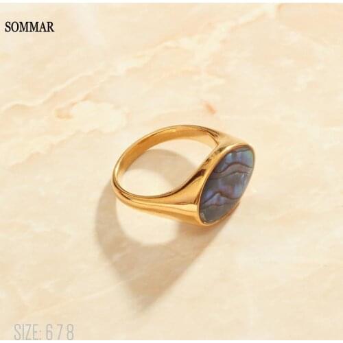 SOMMAR online shopping india Gold Vermeil size 6 7 8 Goddess rings Green shell Jewelry on the neck Wholesale