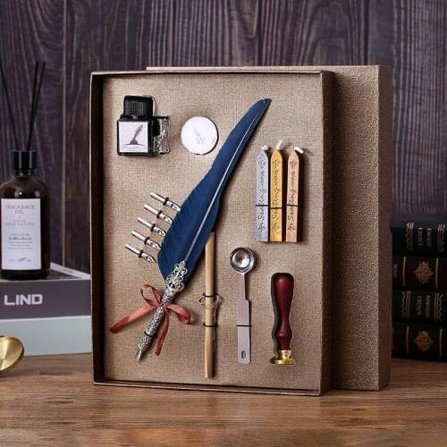 Dip water fountain pen British personality goose feather pen European style retro hand gift set birthday gift