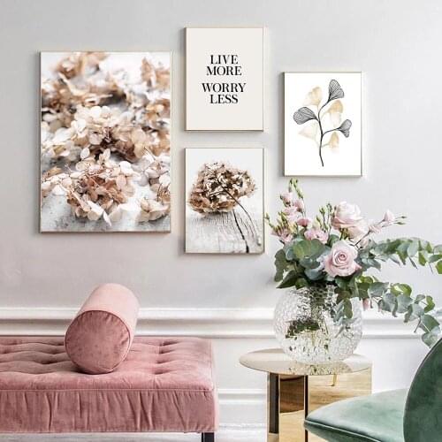 Dried Hydrangea Posters And Prints Sunflower Canvas Painting Plant Poster Landscape Art Print Nordic Wall Pictures Bedroom Decor