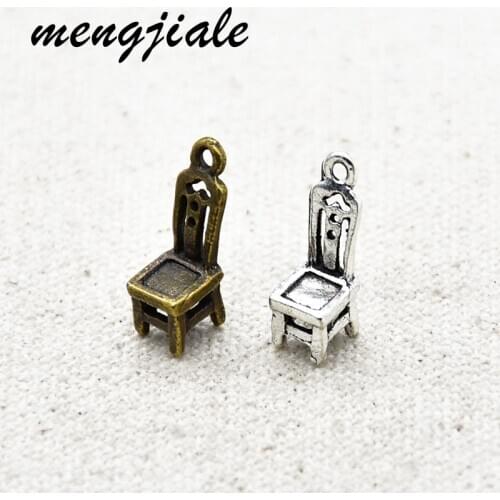 25pcs Two color alloy metal 3D chair charms Furniture Pendants for Jewelry accessories making 18*7mm