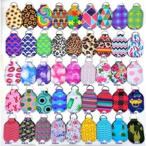 10-100pc Empty Travel Bottle Refillable Containers 30ML Flip Cap Reusable Bottle Hand Neoprene Sanitizer Keychain Carrier Holder