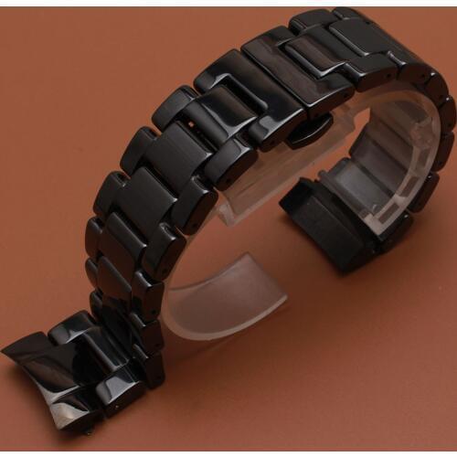 High quality Ceramic AND Stainless steel watchband for Samsung Galaxy watch S3 gear 46mm watch bracelet straps 22mm Black Polish