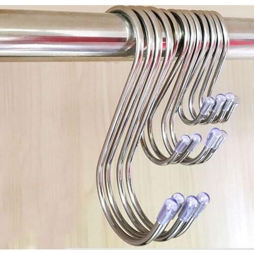 S Hook Key Hanger Clothing Store Organizer Closet Hanging Long Display Hooks No-hurt Kitchen Hooks Bathroom Organizer