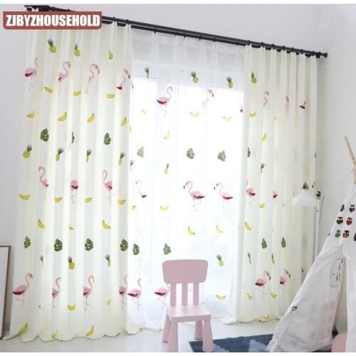 Nordic Curtains Modern Cartoon Children Thickened Flamingo Embroidery Customization Curtains for Living Dining Room Bedroom