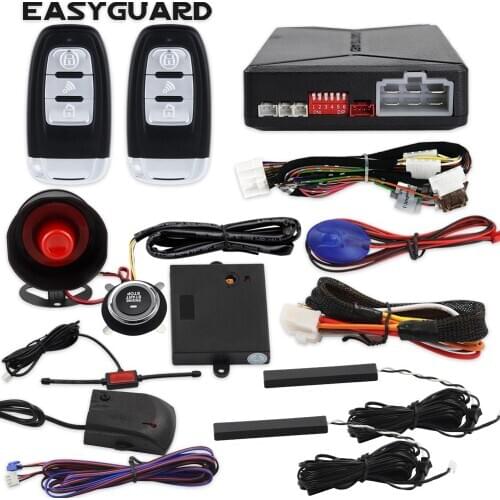 EASYGUARD microwave sensor shock warning system remote engine start push start button pke passive keyless entry alarm system