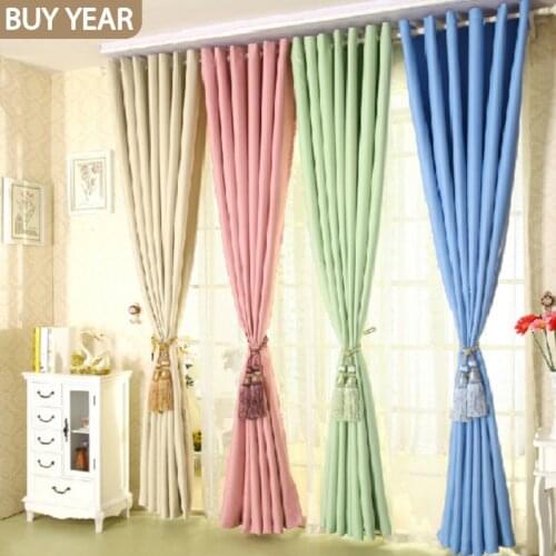 Modern Curtains for Living Room Simple Solid Color Shade Pink Blue Beige Green for Home Bedroom Door Drapes Decoration Blinds