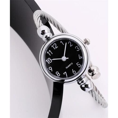 -Glass Mirror Bracelet Watch Girl Circular Analog Quartz Watch