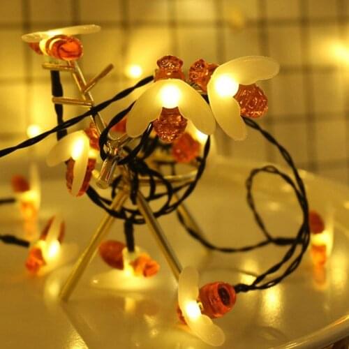 5M Solar Lights String 20 Led Honey Bee Shape Solar Powered Fairy Lights For Outdoor Home Garden Fence Summer Decoration
