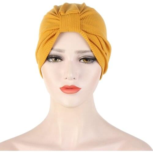 Soild Color Muslim Turban Caps Female Head Cover Wraps Womens Headscarf Bonnet Islam Headwear Turban Femme Musulman India Hats