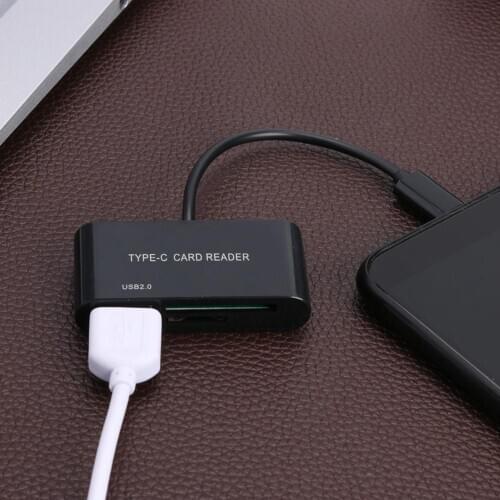 USB 3.1 USB-C Hub TF Memory Card Reader Type C to USB 2.0 OTG Adapter for Phone Plug and Play without Driver Software