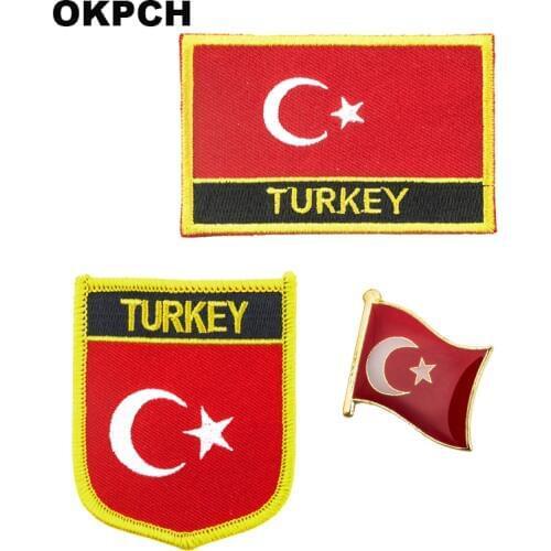 Turkey National Flag Embroidered Iron on Patches for Clothing Metal badges PT0075-3