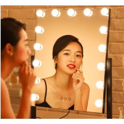 Makeup mirror with lamp stand type recharging light beauty mirror with LED light bulb