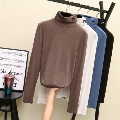 New Spring Autumn Punk Black Sexy T-shirt Fashion High Collar Moon Embroidered Harajuku Women Long Sleeve Slim T-shirts