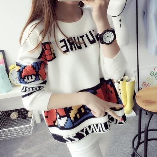 Womens 2020 Autumn/winter New Pullover Sweater Short Korean Coat Loose Padded Top Sweater