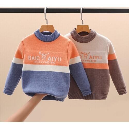 2020 New Childrens Sweater Childrens Mink Fur Christmas Fawn Thickened Student Sweater O-neck Full Cartoon Casual