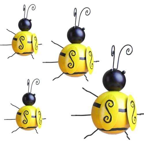 4Pcs Decorative Bumble Bee Garden Accents Wall Statue Fence Lawn Ornaments