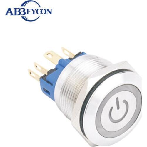 5pcs/Lot 28mm led button switch reset 3V/5V/12V/24V/110V/220V power logo red/green/yellow/blue illuminated push button stainless