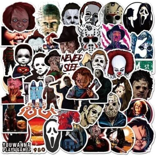 50PCS Halloween Horror Stickers DIY Motorcycle Bicycle Laptop Skateboard PS4 Guitar Helmet Pegatina Cool Terror Graffiti Sticker
