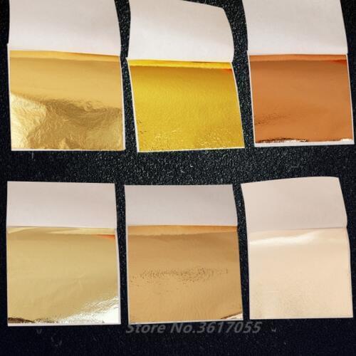 500pcs 9x9cm Art Craft Paper Imitation Gold Sliver Copper Leaf Leaves Sheets Foil Paper for Gilding DIY Craft Home Decoration