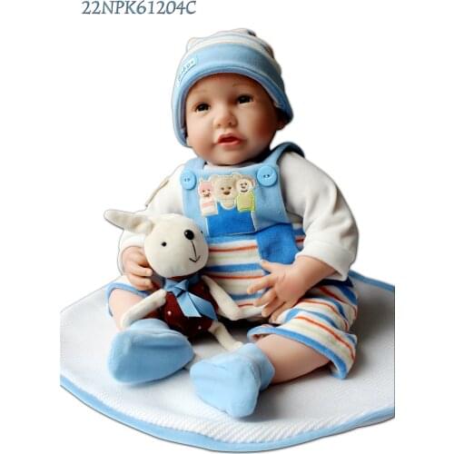 55cm Handmade Silicone Reborn Dolls with Clothes Lifelike Newborn Baby Reborn Dolls Toy Playmates for Children Christmas Present