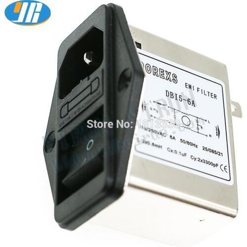 AC115/ 250V 6A EMI Power Filter Single Phase Socket Line-Conditioner Large game machine power switch