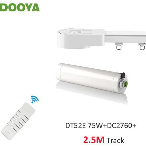 Dooya Super Silent Curtain Rails System, DT52E 75W+2.5M or Less Track+DC2760,RF433 Remote Controller,work with Broadlink Rm pro