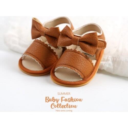 Summer Baby Girls Cute Bowknot Shoes Newborn Girl Breathable PU First Walkers Infant Toddler Sandals Anti-slip