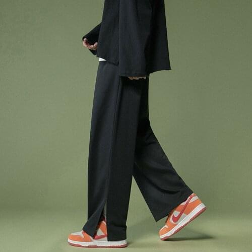 Spring Summer Drape Wide-leg Pants Men Korean Fashion Loose Solid Color Casual Pants Men Harajuku Streetwear Retro Mopping Pants