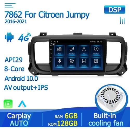 Carplay Android 10 RDS 8Cores For Citroen Jumpy 3 SpaceTourer 2016-2021 Car Radio Multimedia Dvd Player 2 din Stereo 4G Wifi SWC
