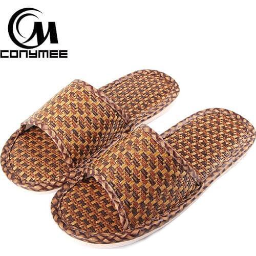 CONYMEE Summer Sandals Women Flat Shoes 2018 Plus Size Cane Home Slippers Ladies Beach Flip Flops Hemp Slipper Sandalias Mujer
