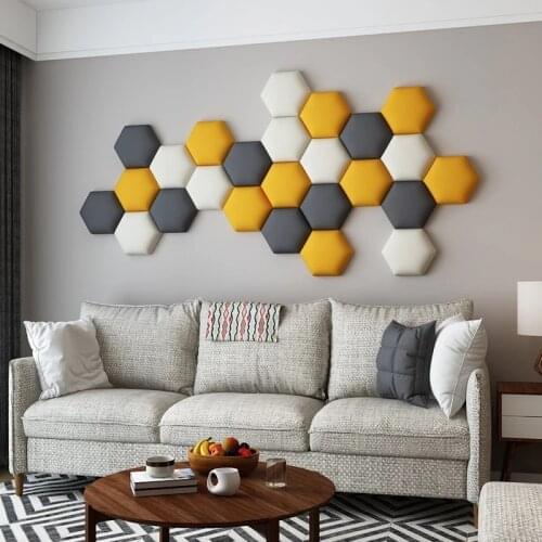 Kids Home Anti-collision Hexagonal Soft headboard Bed Kit Wall Pad Living Room Childrens Bedroom Bedside Bed Cushion Decorative