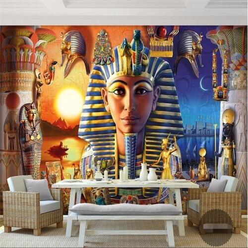 Wellyu 3D Wall Decorative Image Non-woven Background Modern Egyptian Culture Ancient Civilization Art Restaurant