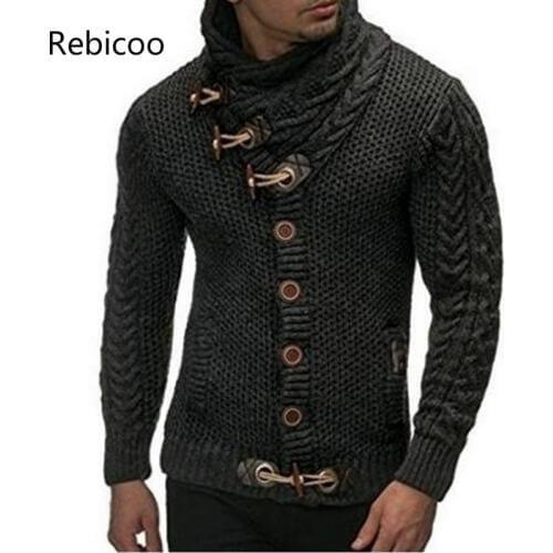 New Autumn Winter Men Sweaters Casual Cardigan Color Coats Mens Slim Fit Button Warm Knitting Clothes Sweater Coat