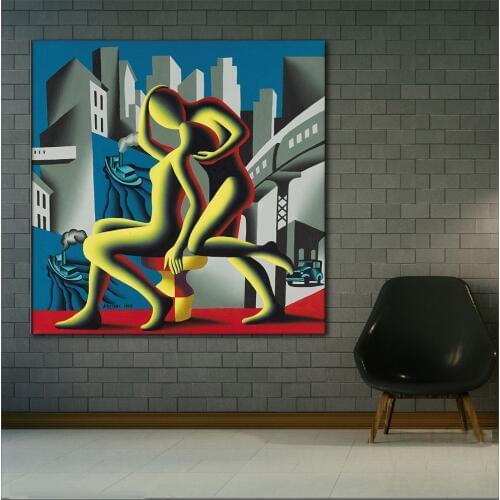 Large size Printing Oil Painting Brief Encounter Urban Twilight art canvas prints pictures for living room and bedroom No Frame