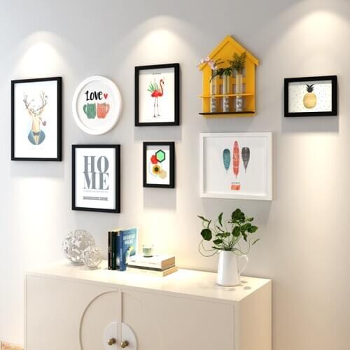 Colorful Photo Frame Fresh Cartoon Picture Frame Decor Painting Combination Wall Flower Stand Decorative Framework Picture L