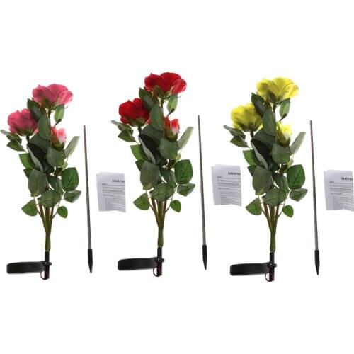 Solar Powered 3 LED Rose Flower Garden Night Light Lamp Outdoor Party Decor 2019 New Decorative your garden garden lantern