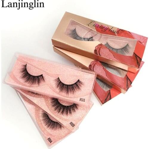 LANJINGLIN 1 pair 3D Mink Lashes False Eyelashes Natural/Thick Long Eye Lashes Wispy Makeup Beauty Extension Tools Faux Cils