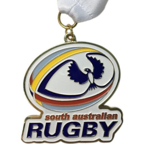 Customized Brass Stamping medals low price custom Soft Enamel Rugby Competition Award Medal with ribbons