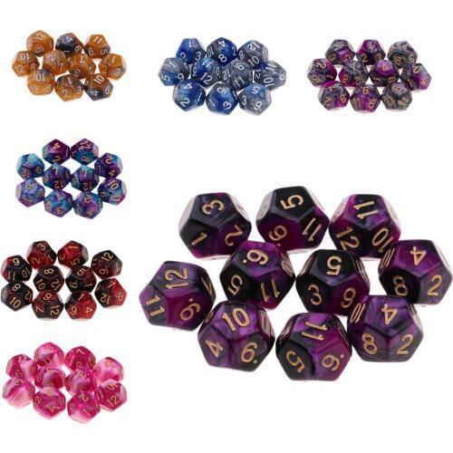10pcs 18mm Polyhedral Dice 12-sided Dice Family for Dungeons Dragons Games Dices/ Family Fun Playing / Club Games Accessory Set
