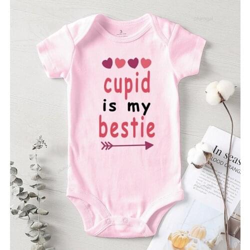 Love Print Cupid Is My Bestie Newborn Baby Clothes Toddler Girl Winter Costume Autumn Jumpsuits Girls Outfits Children romper