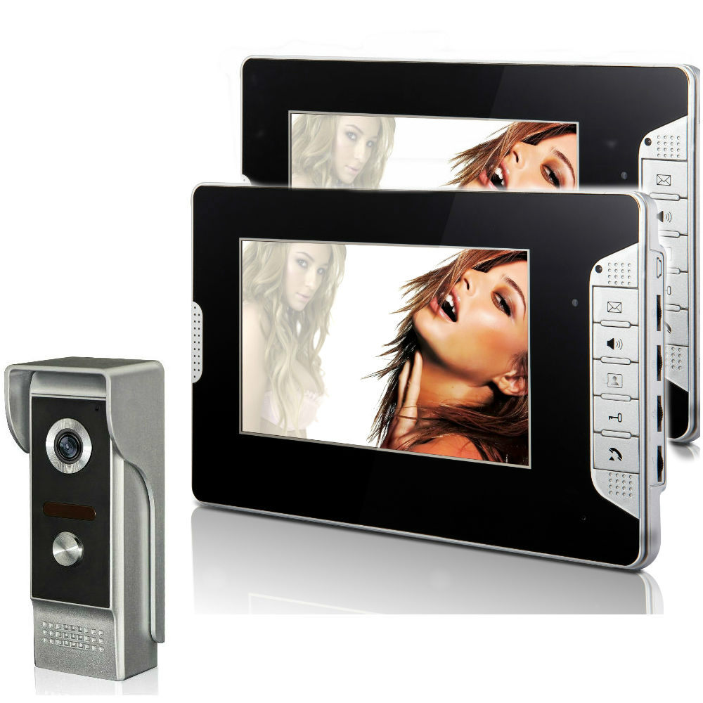SmartYIBA Wired 7"Inch Monitor Video Doorbell Door Phone Video Intercom Security Night Vision 1 Camera 2 Monitor System