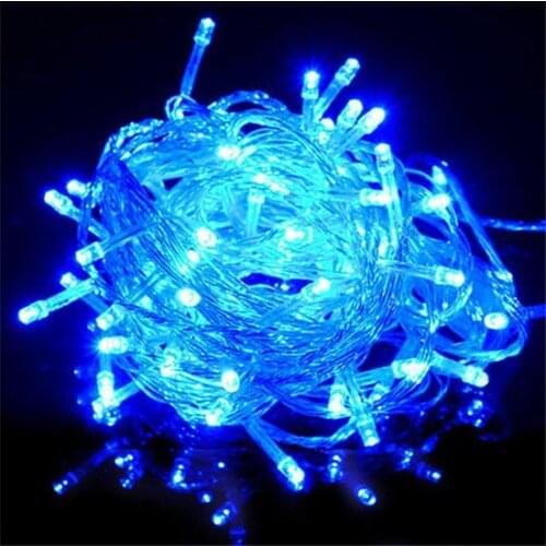 Christmas Transparent Cable 10m 100 Led Bulb Light Blue christmas decorations рождественские украшения