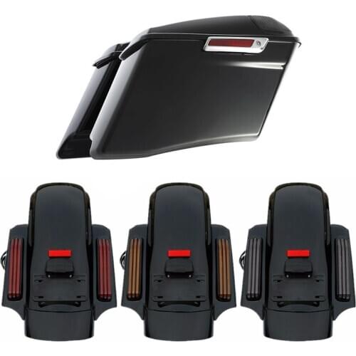 Motorcycle 4" Extended Hard Saddlebags Rear Fender System For Harley Touring CVO Road King Street Glide Electra Glide 2014-2020