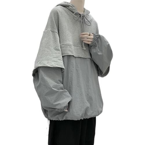 2021 New Spring Men Oversize Hoodie Patchwork Hooded Coat Fashion Casual Loose Hoodies Youth Outwear